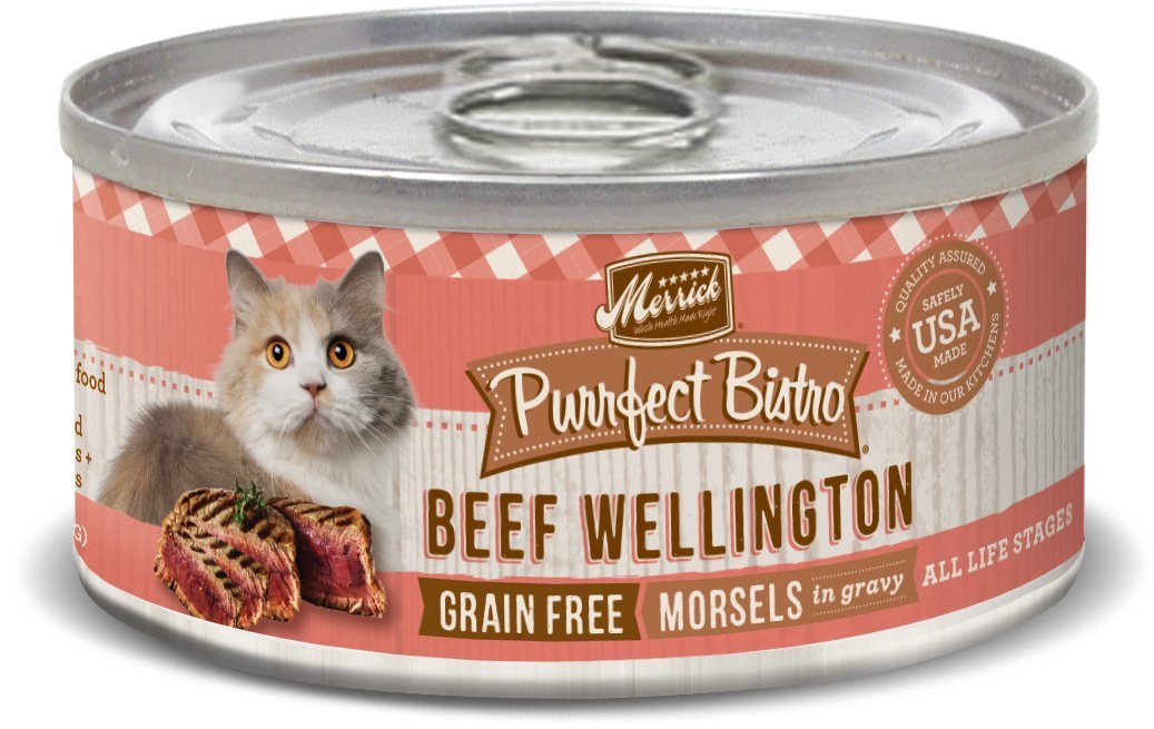 Merrick Purrfect Bistro Grain-Free Beef Wellington Morsels in Gravy Canned Cat Food 156g - Kohepets