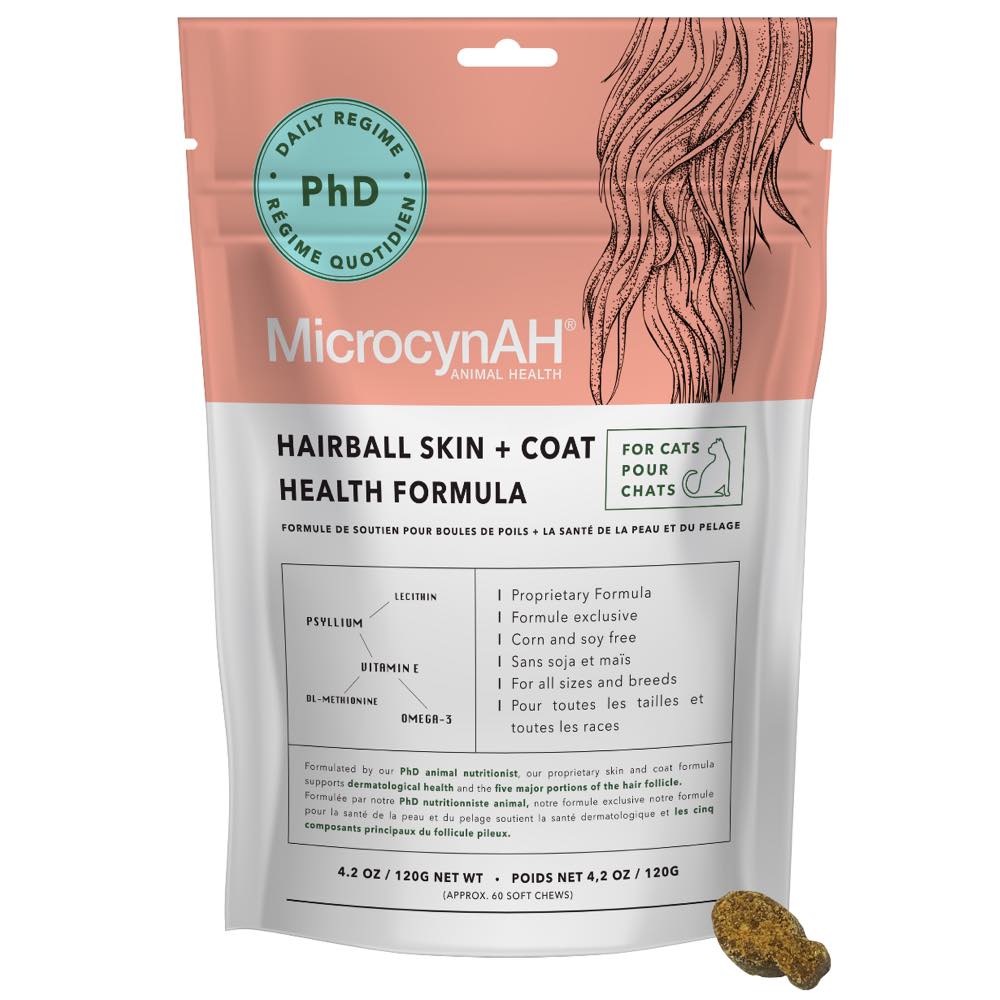 MicrocynAH Hairball Skin + Coat Formula Cat Treats 120g - Kohepets
