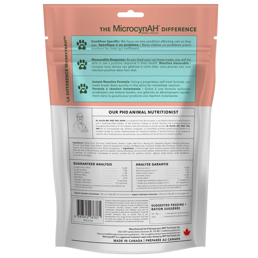 MicrocynAH Hairball Skin + Coat Formula Cat Treats 120g - Kohepets