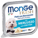 Monge Fresh Cod Fish Pate with Chunkies Tray Dog Food 100g