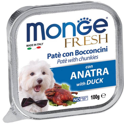 Monge Fresh Duck Pate with Chunkies Tray Dog Food 100g - Kohepets