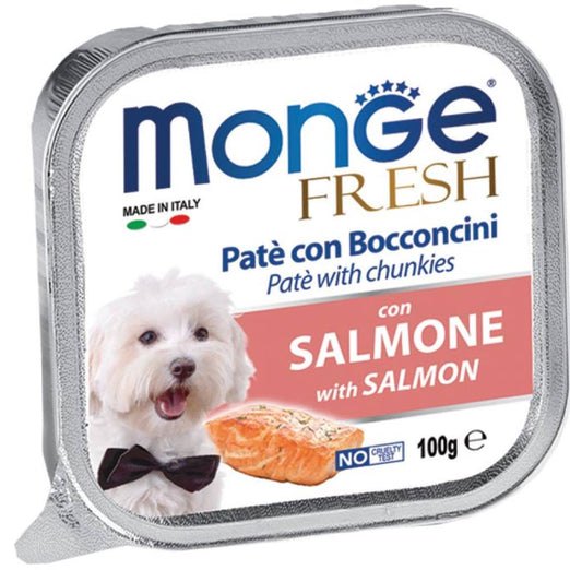 Monge Fresh Salmon Pate with Chunkies Tray Dog Food 100g - Kohepets