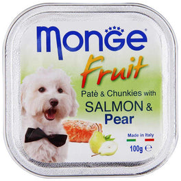 Monge Fruit Salmon & Pear Pate with Chunkies Tray Dog Food 100g - Kohepets