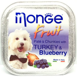 Monge Fruit Turkey & Blueberry Pate with Chunkies Tray Dog Food 100g - Kohepets