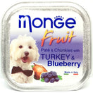 Monge Fruit Turkey & Blueberry Pate with Chunkies Tray Dog Food 100g