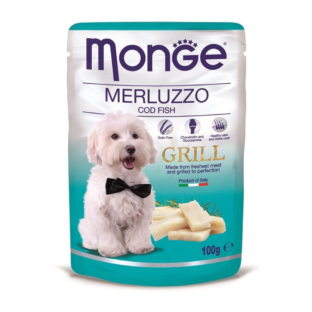 Monge Grill Cod Fish Pouch Dog Food 100g - Kohepets