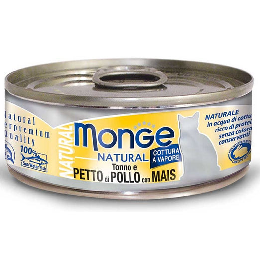 Monge Natural Tuna & Chicken With Corn Canned Cat Food 80g - Kohepets