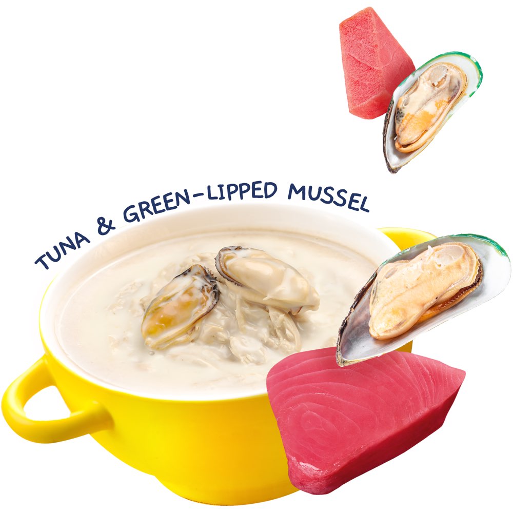 20% OFF: Moochie Creamy Broths With Tuna & Green-Lipped Mussel Grain-Free Pouch Cat Food 40g x 16