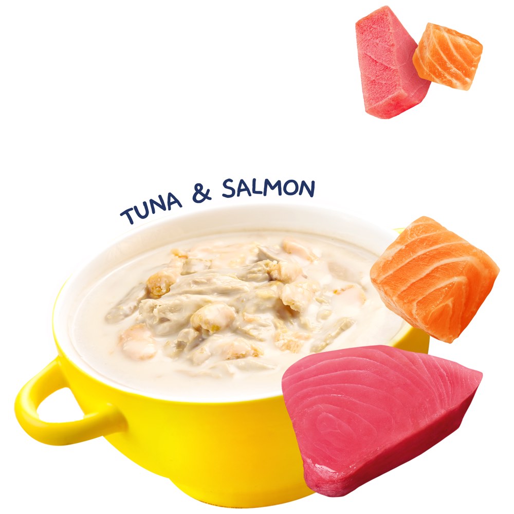 20% OFF: Moochie Creamy Broths With Tuna & Salmon Grain-Free Pouch Cat Food 40g x 16