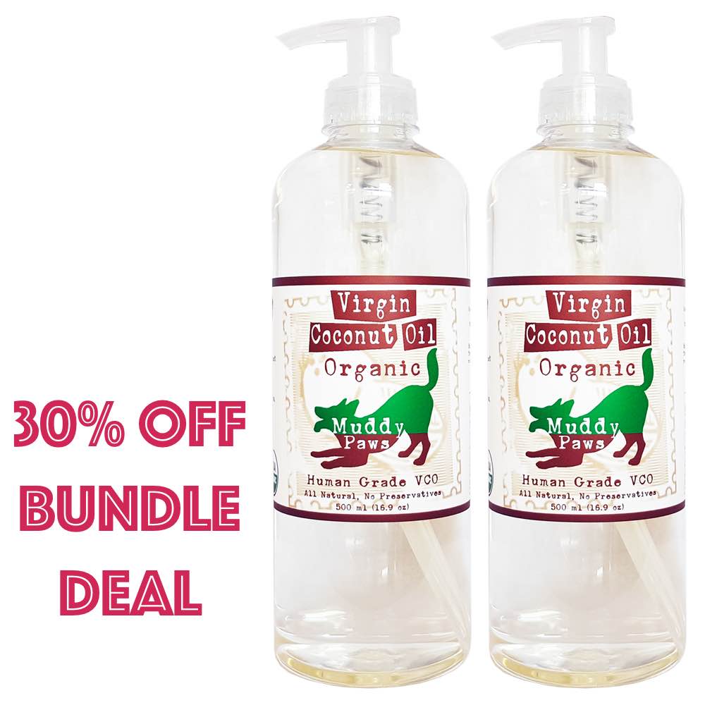 Bottles of Muddy Paws Organic Virgin Coconut Oil 500ml - Kohepets