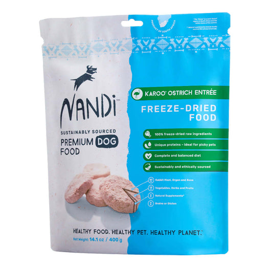 Nandi Karoo Ostrich Entree Grain-Free Freeze-Dried Dog Food 400g - Kohepets