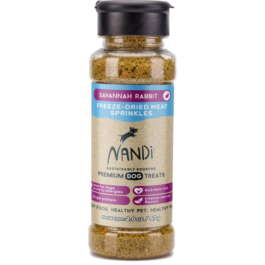 Nandi Sprinkles Savannah Rabbit FreezeDried Raw Dog Food Topper 2oz