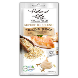 50% OFF (Exp 26 Feb): Natural Kitty Superfood Blend Chicken & Quinoa Creamy Liquid Cat Treats 48g - Kohepets