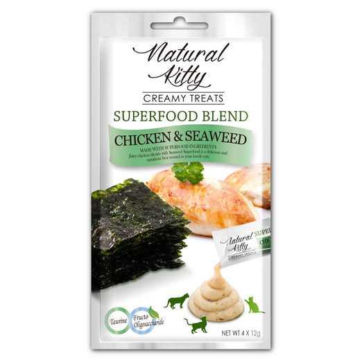 10% OFF: Natural Kitty Superfood Blend Chicken & Seaweed Creamy Liquid Cat Treats 48g - Kohepets