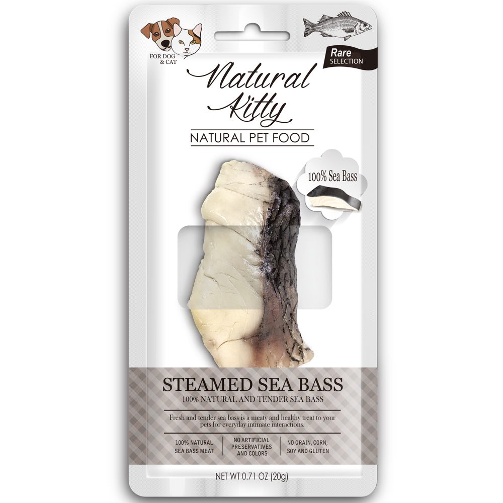 Natural Kitty Original Steamed Sea Bass Grain-Free Treat For Cats & Dogs 20g