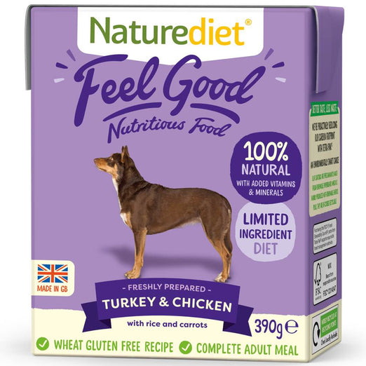 25% OFF(Exp Apr 21): Naturediet Feel Good Turkey & Chicken Wet Dog Food 390g - Kohepets