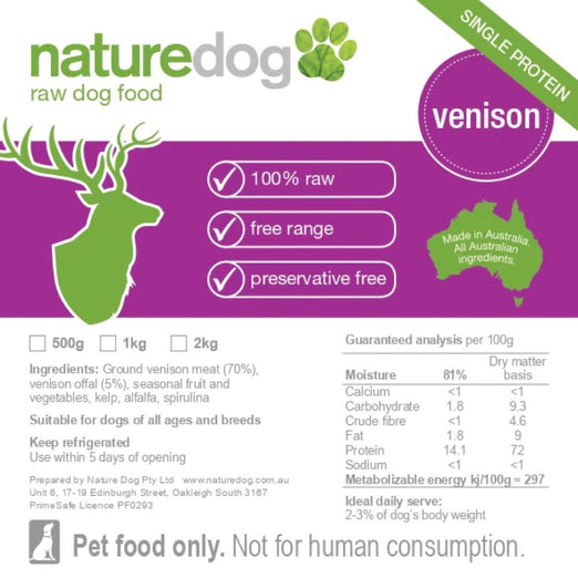 NatureDog Raw Venison Frozen Dog Food Kohepets