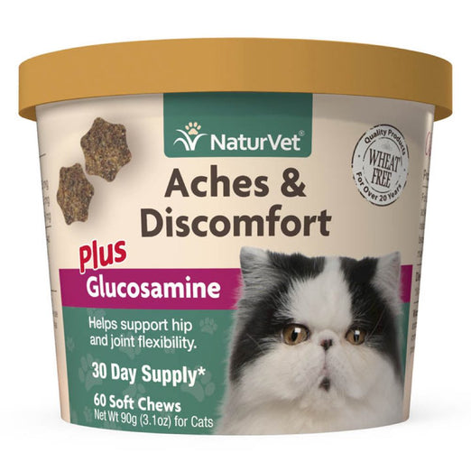 20% OFF: NaturVet Aches & Discomfort Plus Glucosamine Soft Chew Cat Supplement 60ct - Kohepets