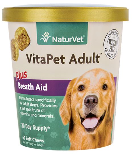 20% OFF: NaturVet VitaPet Adult Plus Breath Aid Soft Chew Cup 60 count - Kohepets