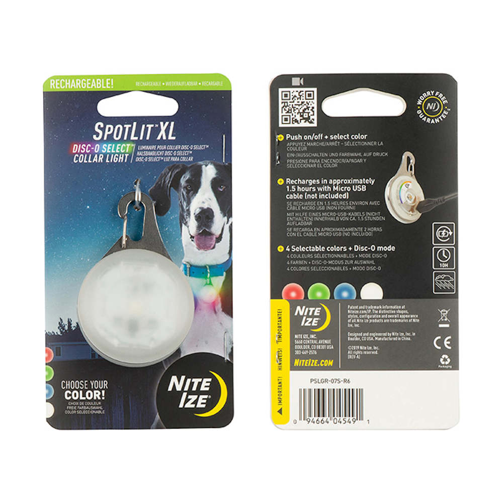 Nite Ize SpotLit Disc-O Rechargeable LED Collar Light XL - Kohepets
