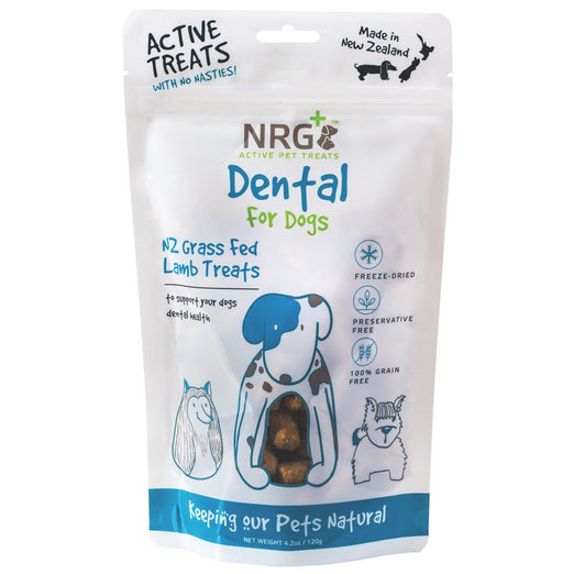NRG+ Dental NZ Grass Fed Lamb Adult Freeze-Dried Dog Treats 120g - Kohepets