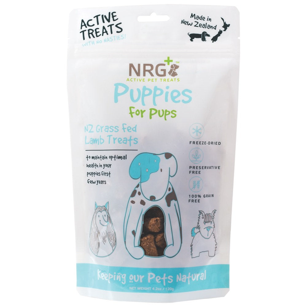 NRG+ Puppies NZ Grass-Fed Lamb Freeze-Dried Dog Treats 120g - Kohepets