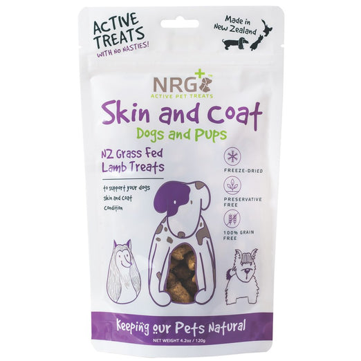 NRG+ Skin & Coat NZ Grass Fed Lamb Freeze-Dried Dog Treats 120g - Kohepets
