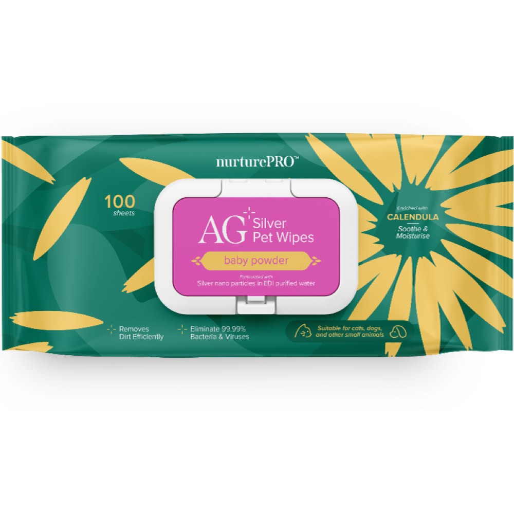 20% OFF: Nurture Pro AG+ Silver Pet Wipes (Baby Powder) 100ct