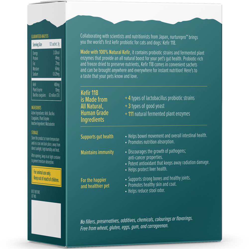 Nurture Pro Kefir 118 Probiotics + Plant Enzymes Freeze-Dried Powder Supplement  For Cats & Dogs 30g