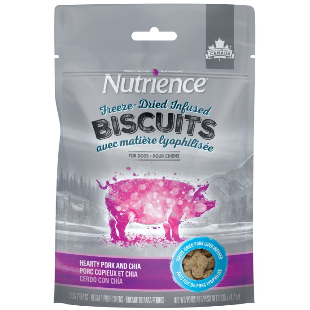 Nutrience Freeze-Dried Infused Biscuits Hearty Pork & Chia Dog Treats 135g - Kohepets