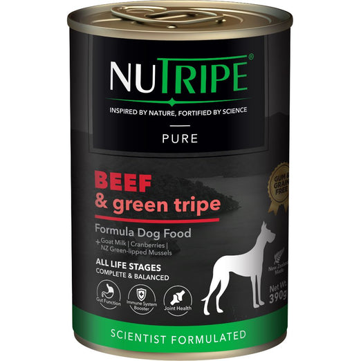 Nutripe Pure Beef & Green Tripe Canned Dog Food 390g