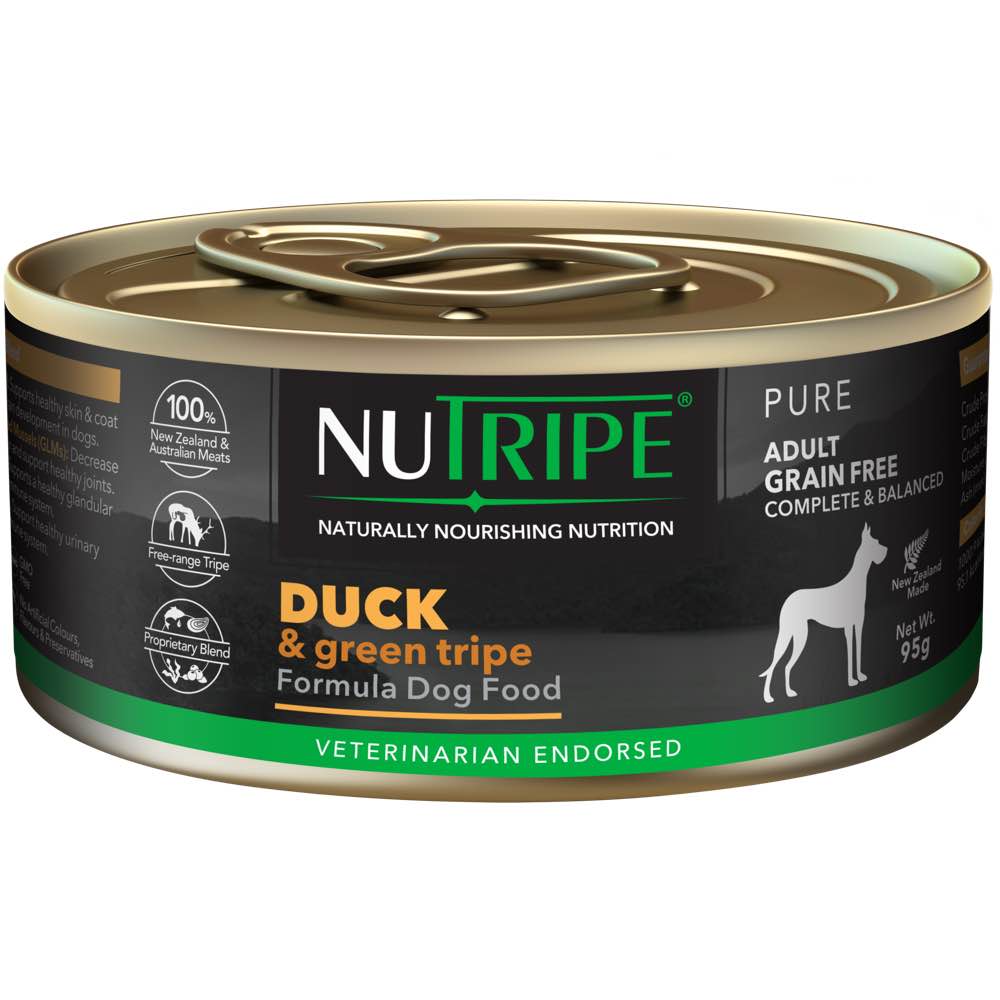 10% OFF: Nutripe Pure Duck & Green Tripe Canned Dog Food 95g - Kohepets