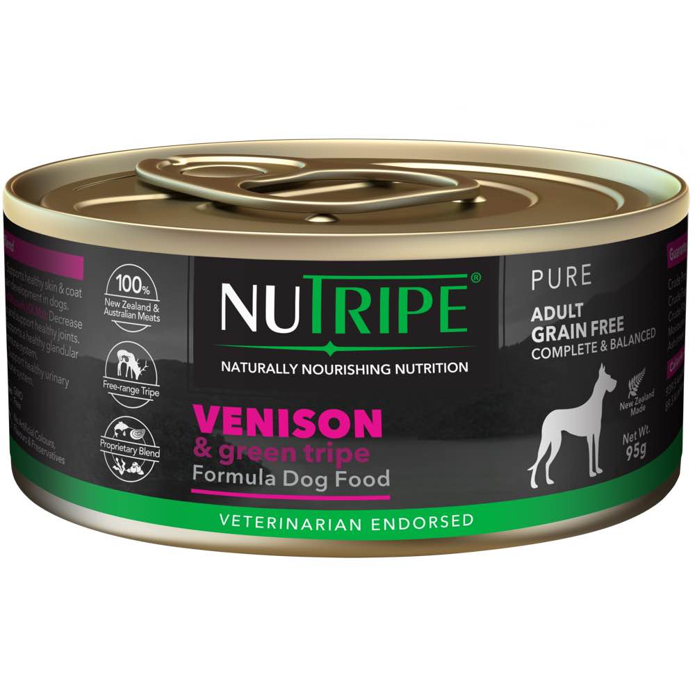 10% OFF: Nutripe Pure Venison & Green Lamb Tripe Canned Dog Food 95g - Kohepets