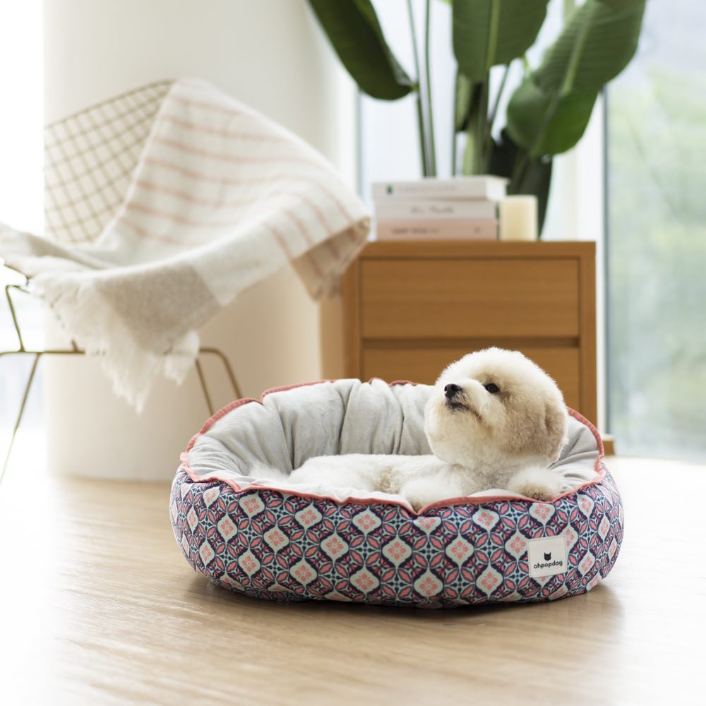 Ohpopdog Heritage Reversible Dog Bed (Bunga Peach 6) - Kohepets