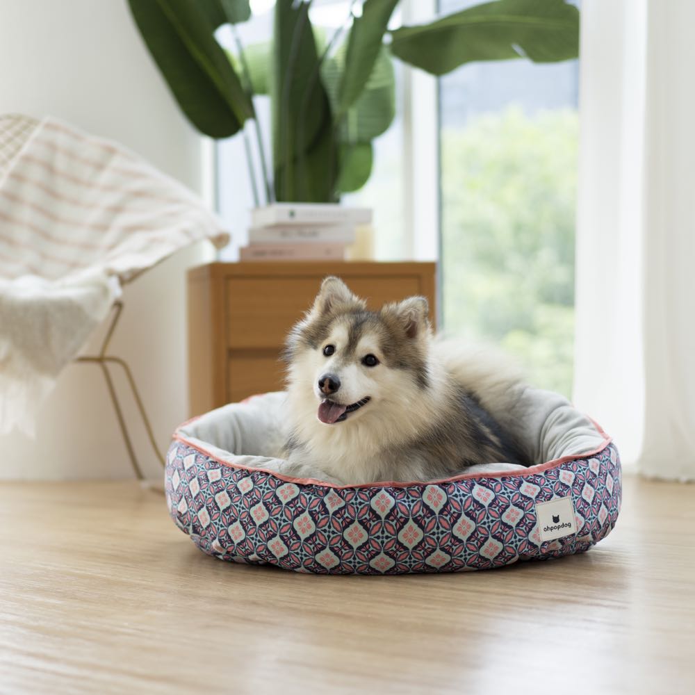 Ohpopdog Heritage Reversible Dog Bed (Bunga Peach 6) - Kohepets