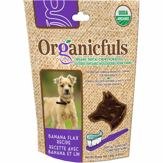 Organicfuls Banana Flax Recipe Organic Dental Chew Dog Treats 140g - Kohepets