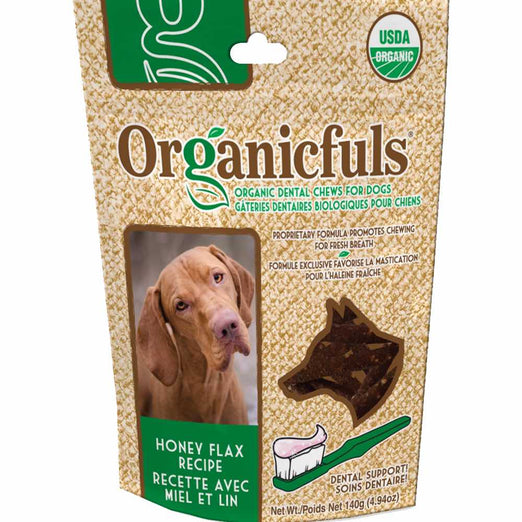 Organicfuls Honey Flax Recipe Organic Dental Chew Dog Treats 140g - Kohepets