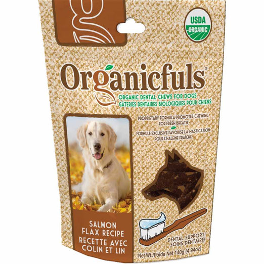 Organicfuls Salmon Flax Recipe Organic Dental Chew Dog Treats 140g - Kohepets