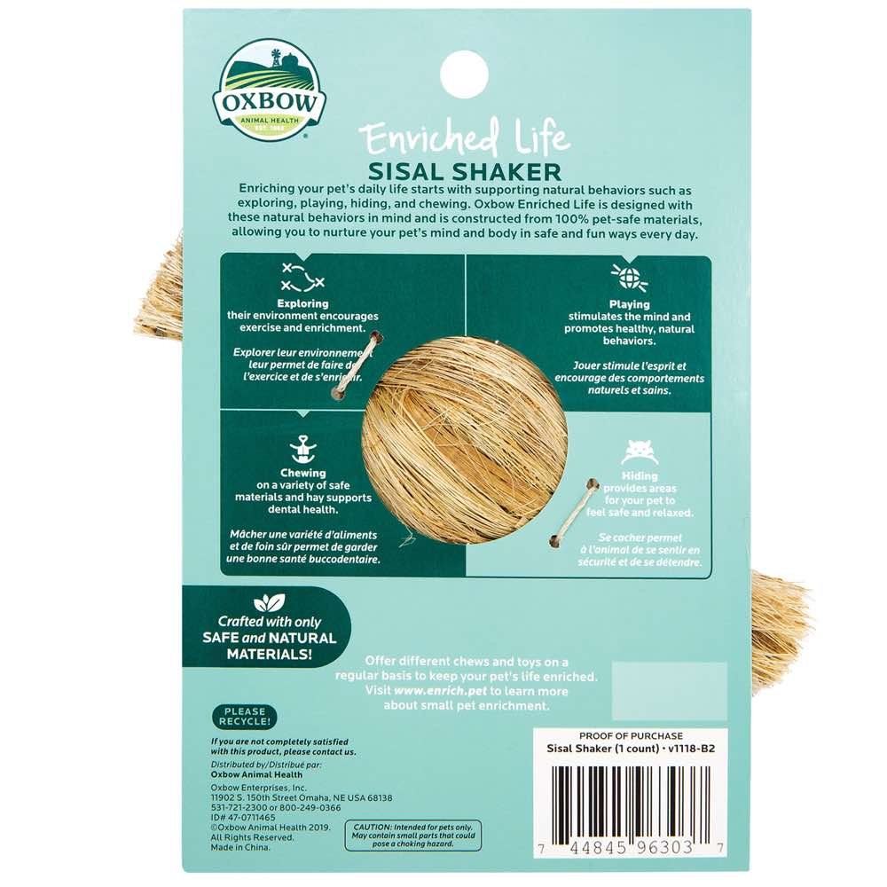 Oxbow Enriched Life Sisal Shaker For Small Animals - Kohepets