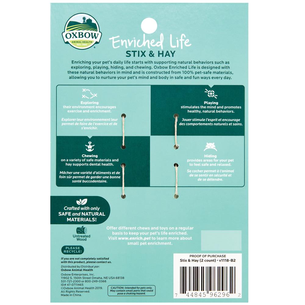 Oxbow Enriched Life Stix & Hay For Small Animals | Kohepets