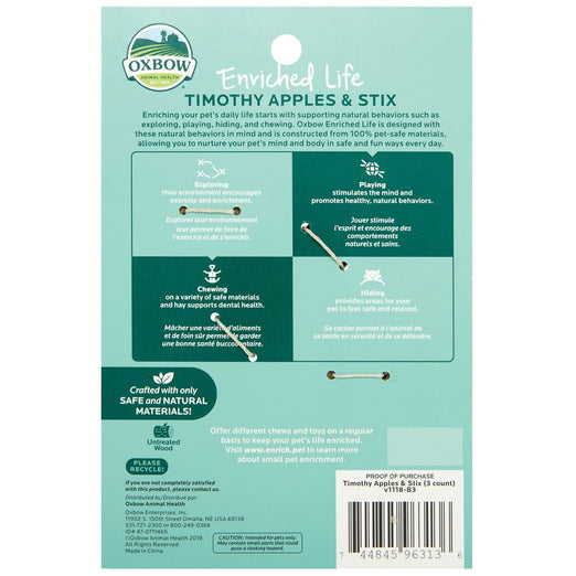 Oxbow Enriched Life Timothy Apple & Stix For Small Animals - Kohepets