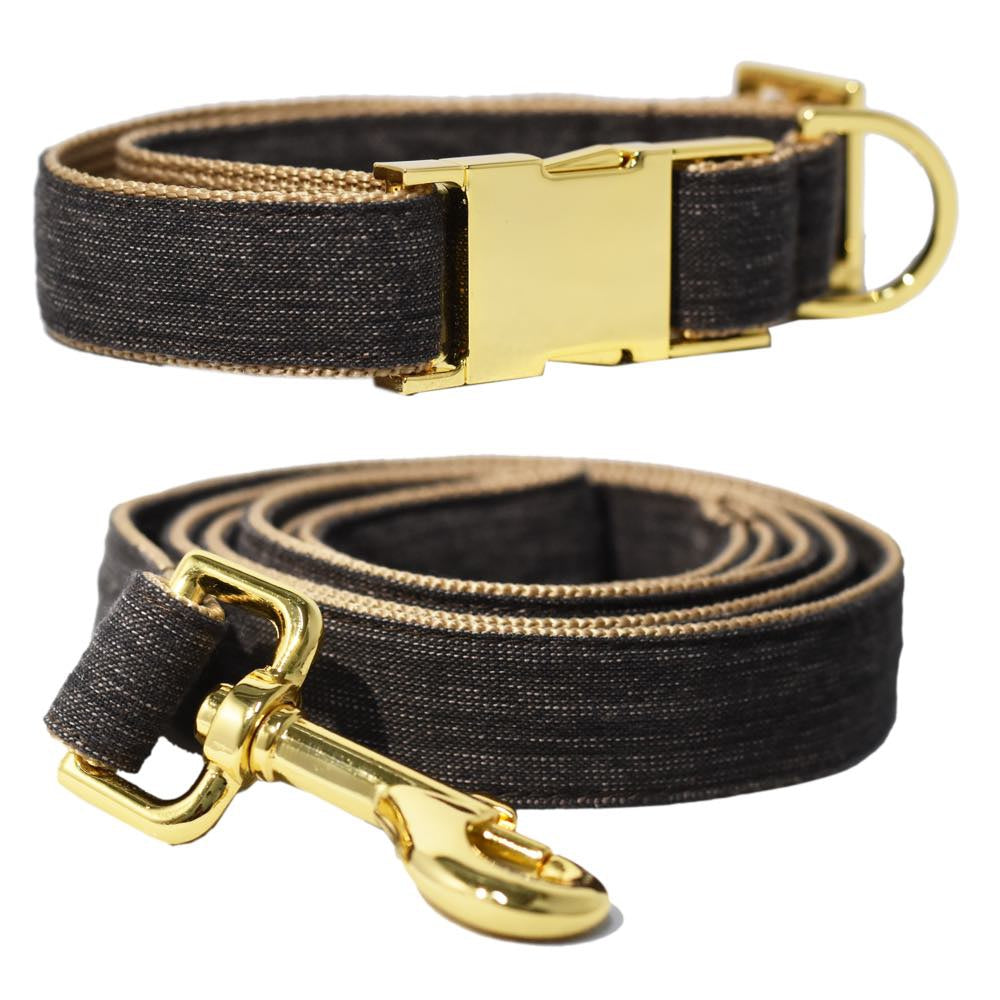 Pattefrenz Brownie Gold Collar & Leash Set (Medium) - Kohepets