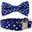 Pattefrenz Color Dots Nickel Dog Collar & Bowtie Set (Small)