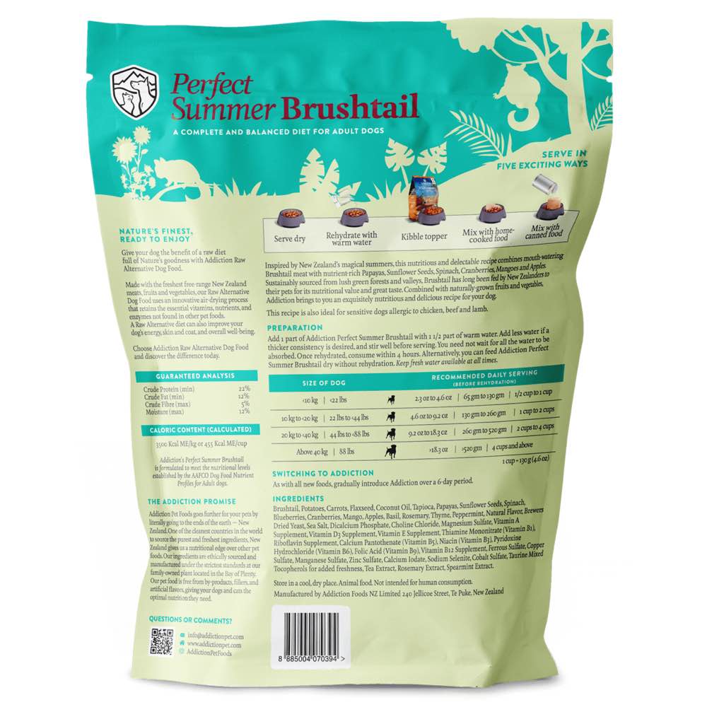 Addiction Perfect Summer Brushtail Grain Free Raw Alternative Dog Food 2lb - Kohepets