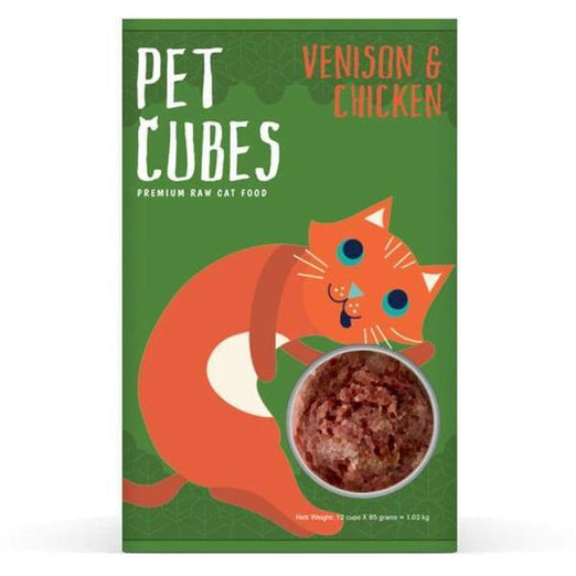PetCubes Venison & Chicken Frozen Raw Cat Food 1kg - Kohepets