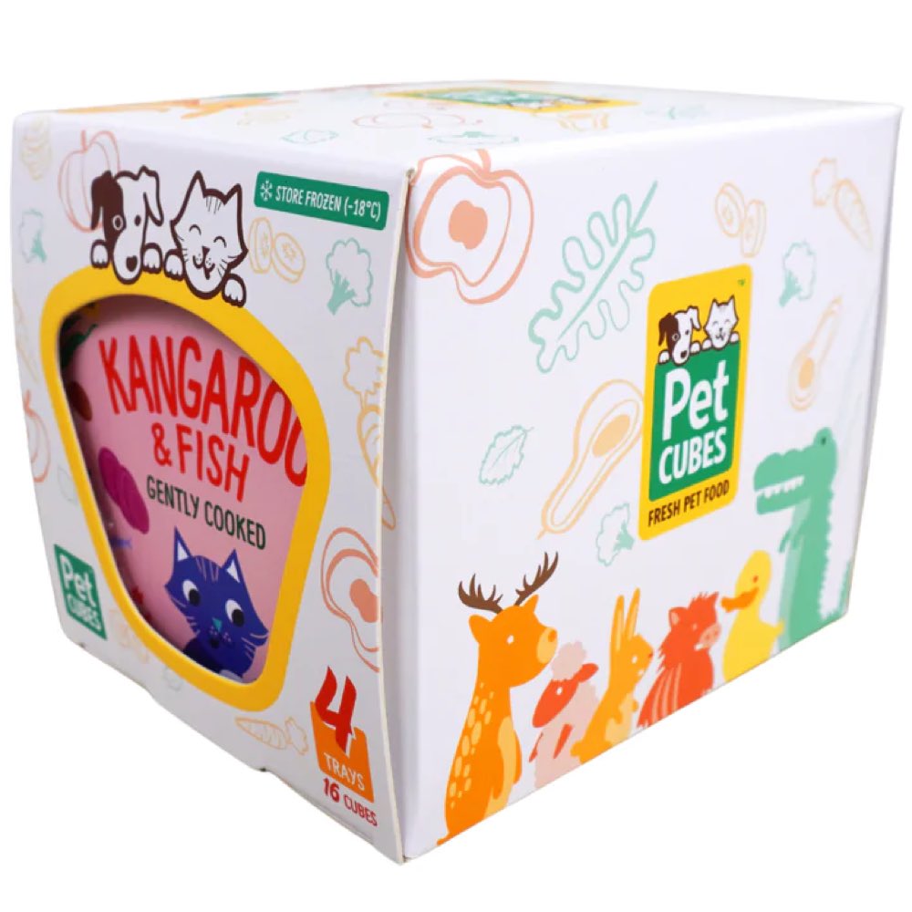PetCubes Gently Cooked Kangaroo & Fish Frozen Cat Food 1.28kg Kohepets