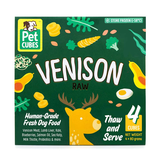 PetCubes Premium Raw Venison Frozen Dog Food 2.25kg