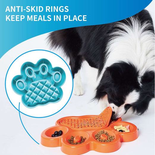 PetDreamHouse PAW 2In1 Interactive Slow Feeder For Cats & Dogs (Blue