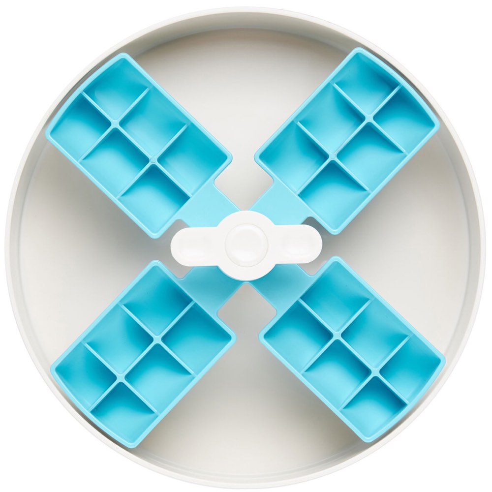 PetDreamHouse SPIN Interactive Slow Feeder For Cats & Dogs (Blue Windmill)