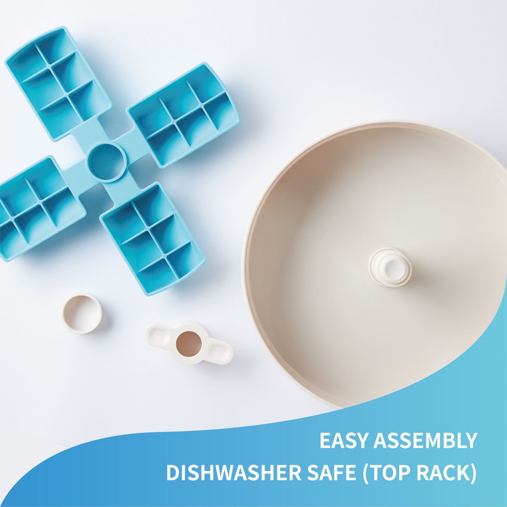 PetDreamHouse SPIN Interactive Slow Feeder For Cats & Dogs (Blue Windmill)